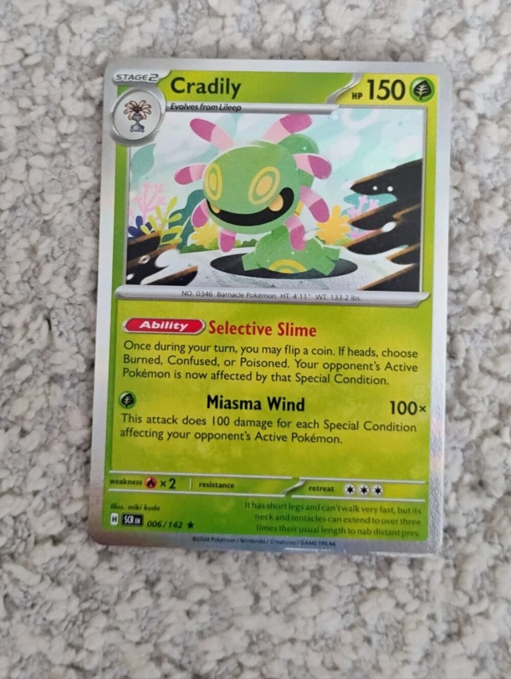 POKEMON TCG Card Cradily Stellar Crown Holo Rare 006/142 PZ